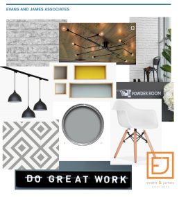 Photograph of mood board for hair salon