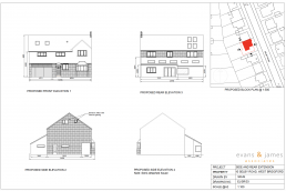Proposedelevations for side and rear extensions to a detached 1930s dwelling