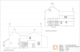 Existing elevations for a farmhouse