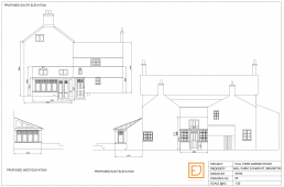 Proposed elevations for alterations to listed farmhouse