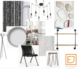 A further example of another moodpboard option for a hair salon centred on an industrial theme