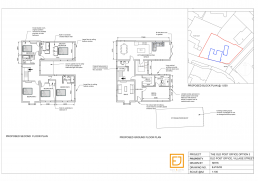 Proposed ground and first floor plans for the extending and restoration of a listed cottage
